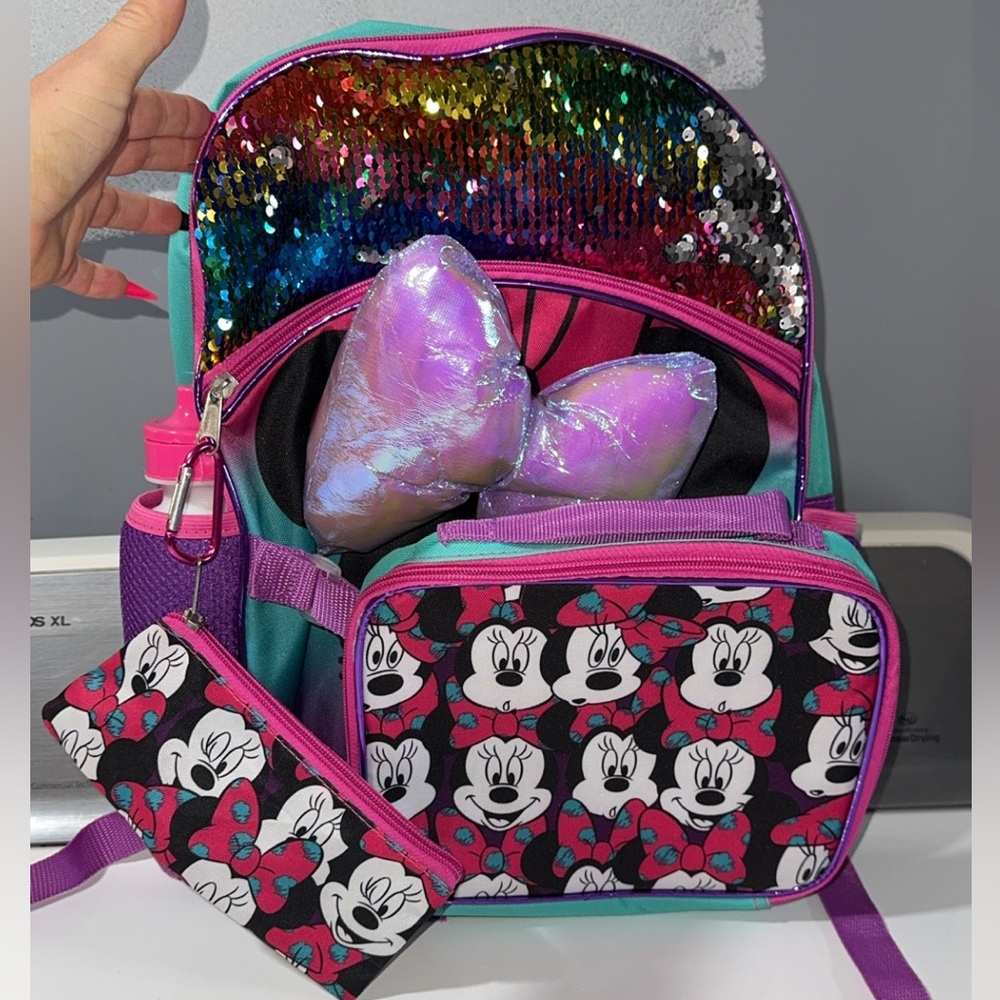 Colorful Kids Backpack Set with Minnie Mouse Design